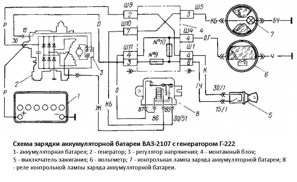 Схема электрооборудования ваз-2104 (ваз-21043) с генератором 37.3701