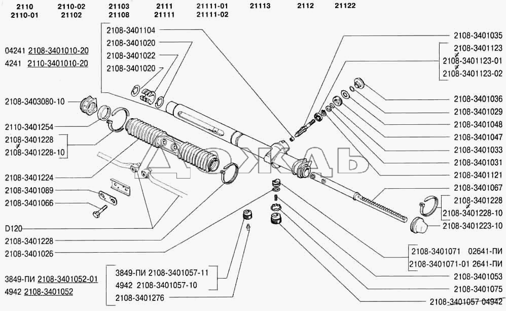 Рулевая рейка 2110 схема