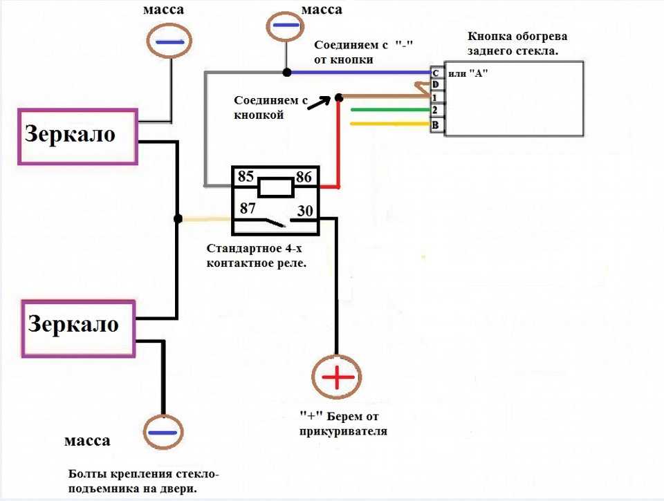 Обогрев заднего стекла ваз 2114 схема